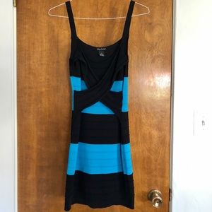 Body Central Bandage Bodycon Dress Black Blue